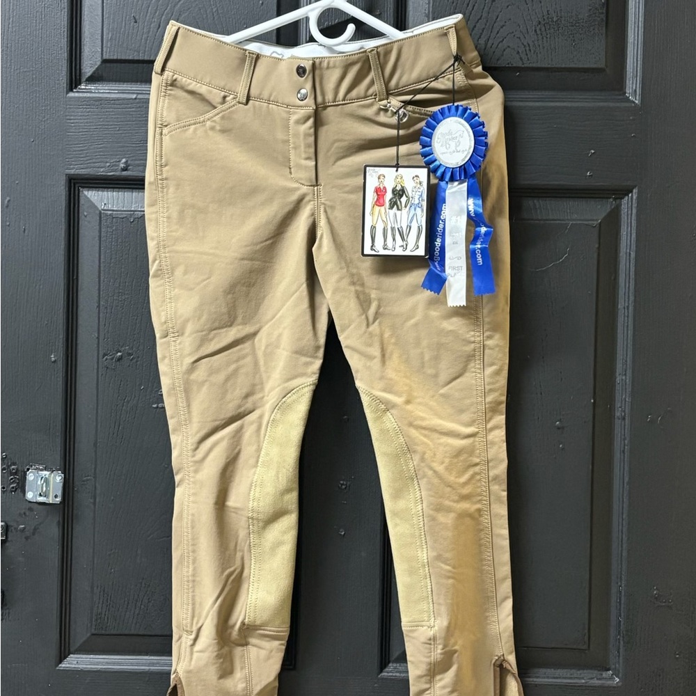 Goode Rider Girls Pro Knee Patch Khaki Pants